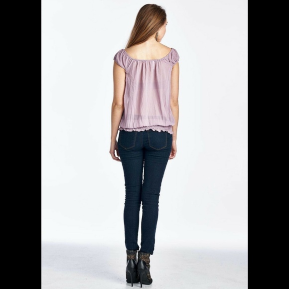 Women's Casual Peasant Summer Blouse Top - Picture 4 of 5